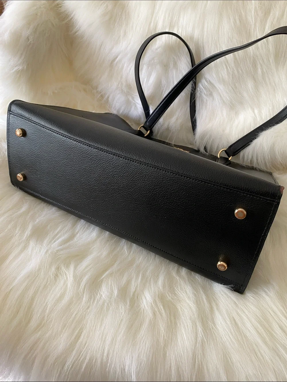 Coach Tatum Leather Carryall Shoulder Tote Bag (C4077) in Black/True Red